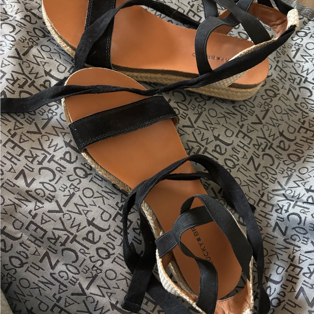 Lucky Brand Black Lace-Up Espadrille Sandals - Picture 1 of 4